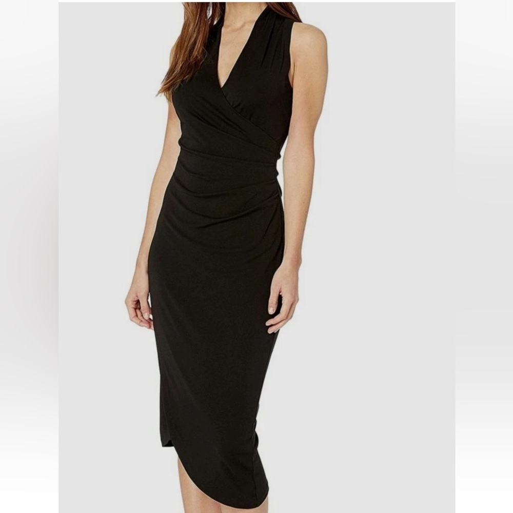 Nicole Miller Black Sleeveless Midi Sheath Dress